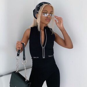 We Are Tala Wave Reflective Crop in Black